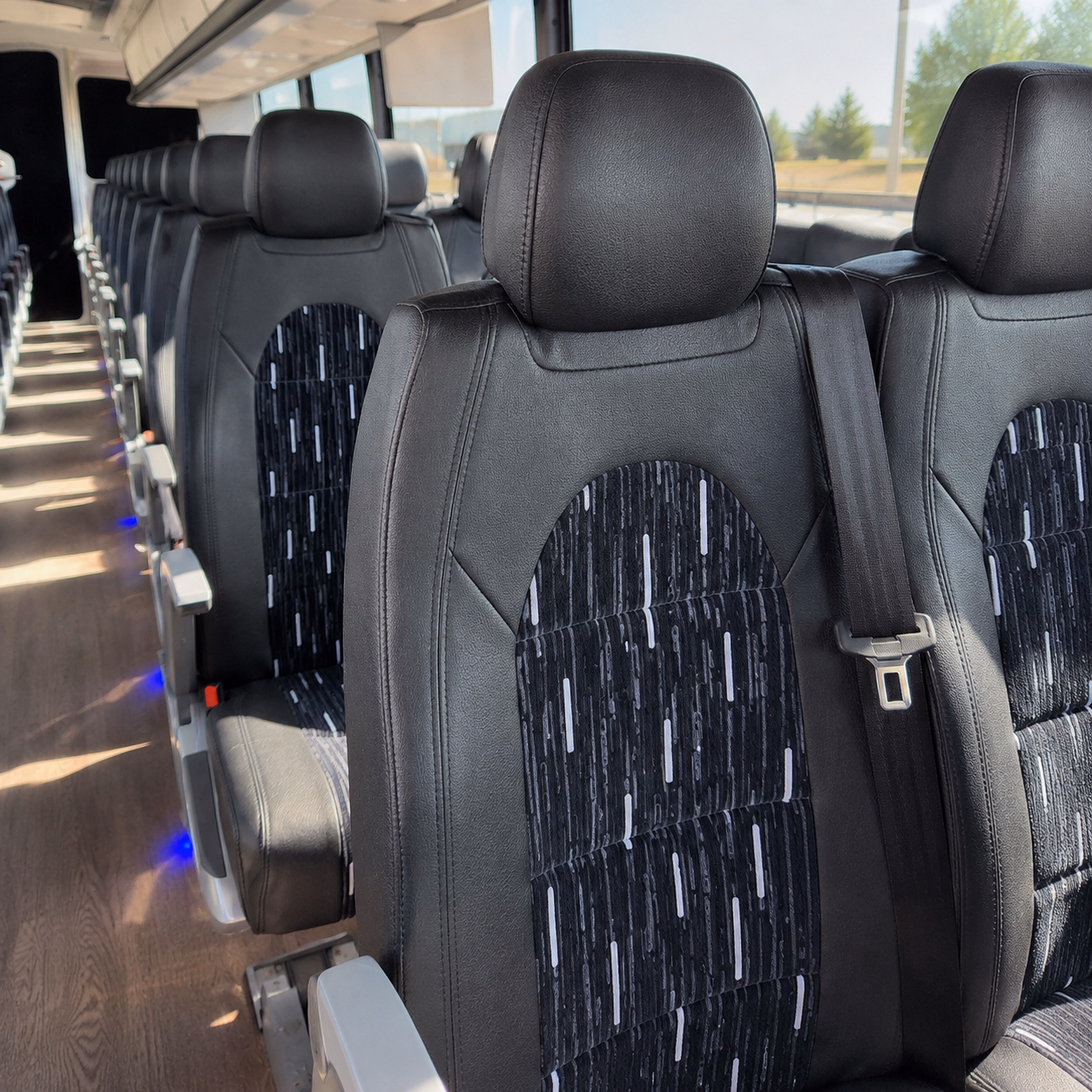 56 passenger charter bus inside