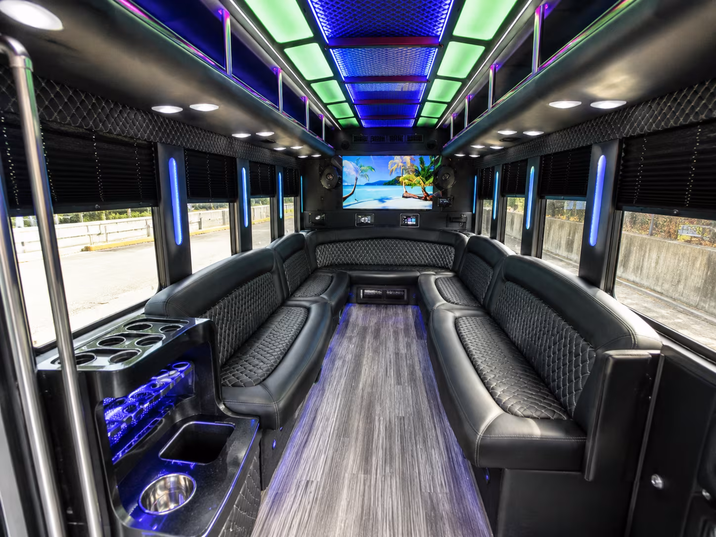lansing 18 passenger party bus inside