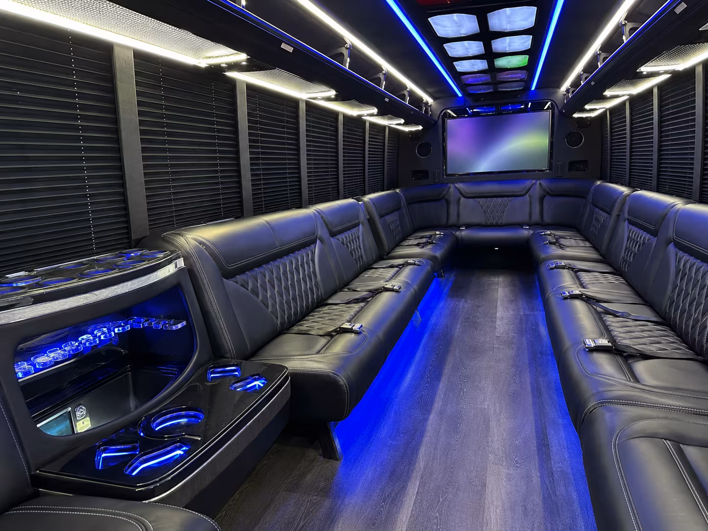 lansing 20 passenger party bus inside