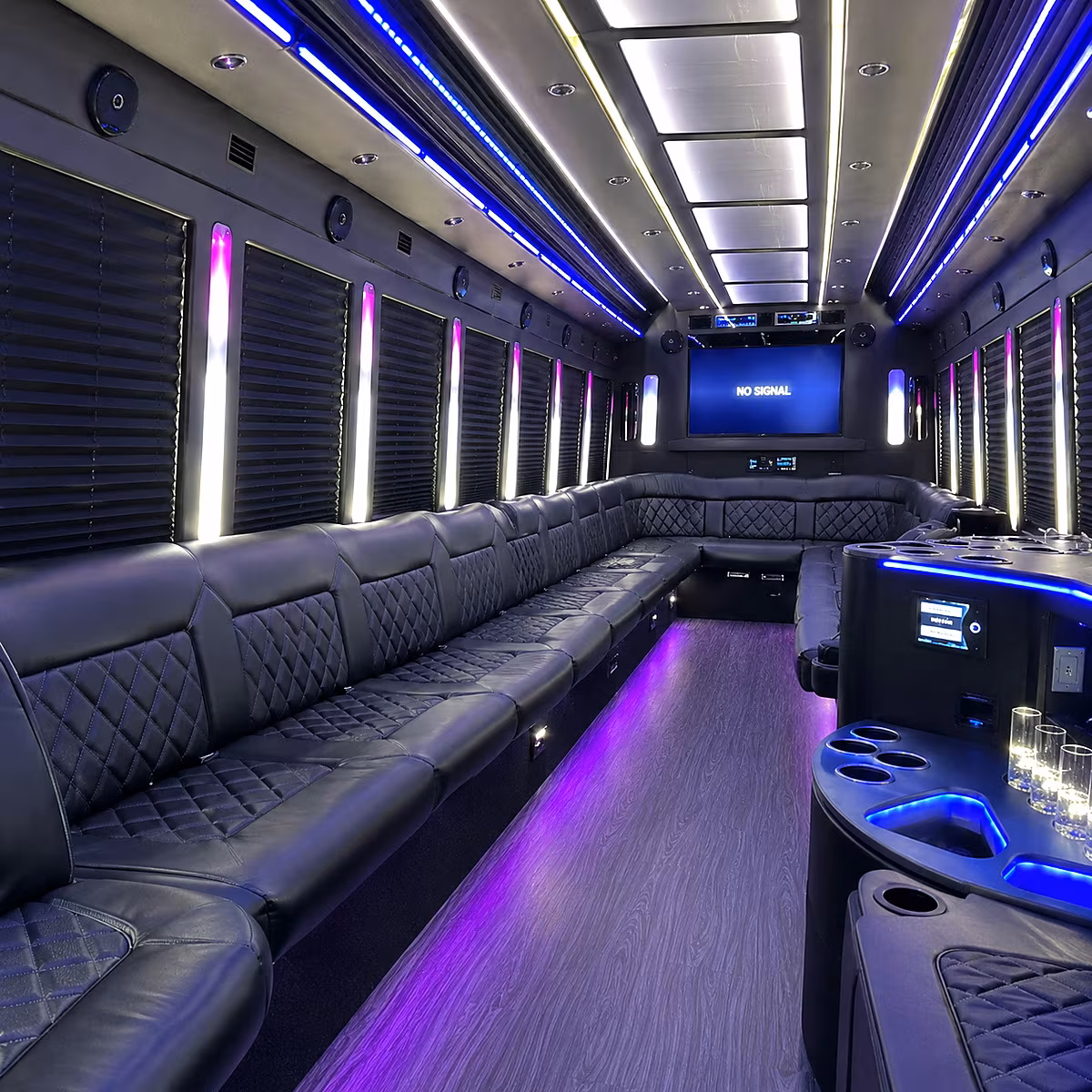 lansing 30 passenger party bus inside