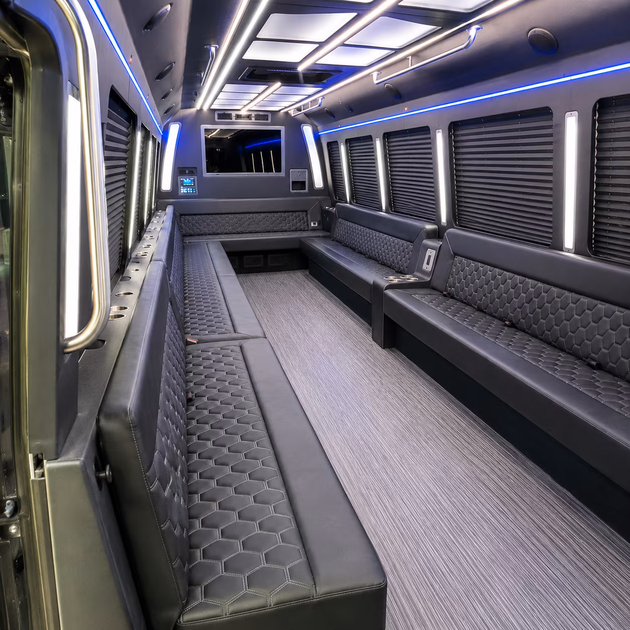 lansing 40 passenger party bus interior