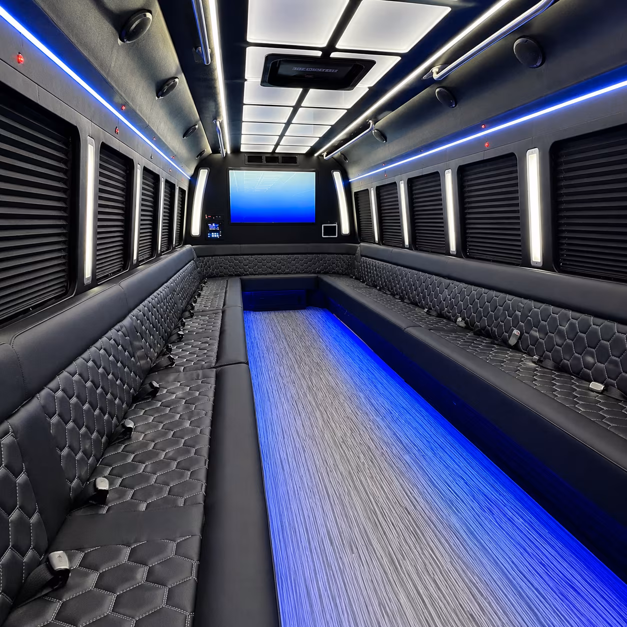 lansing 50 passenger party bus inside