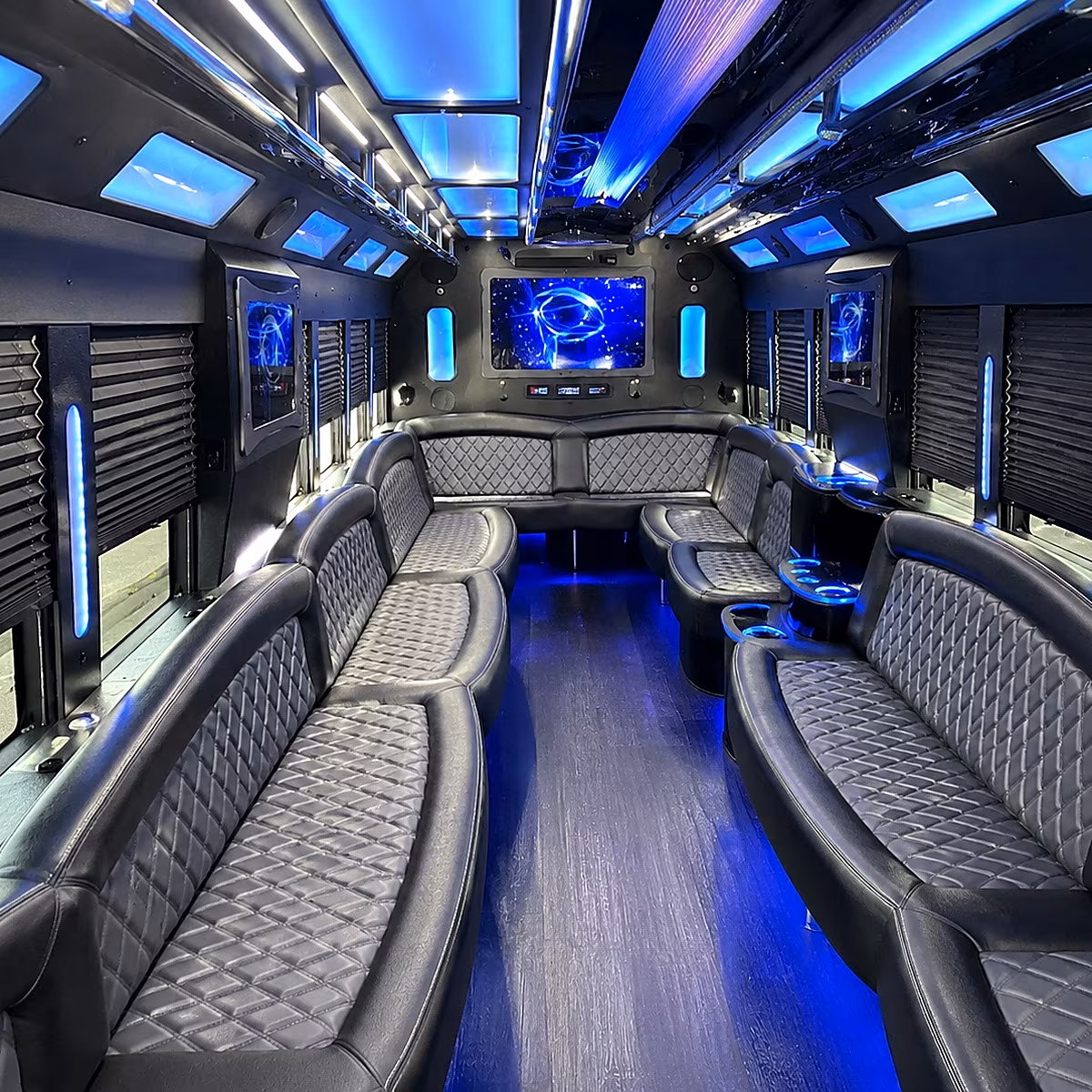 lansing 50 passenger party bus interior